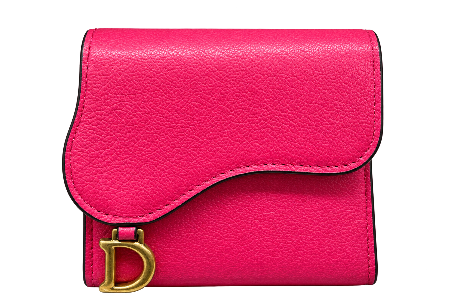 Christian Dior Paris Pink Saddle Lotus Leather Compact Wallet