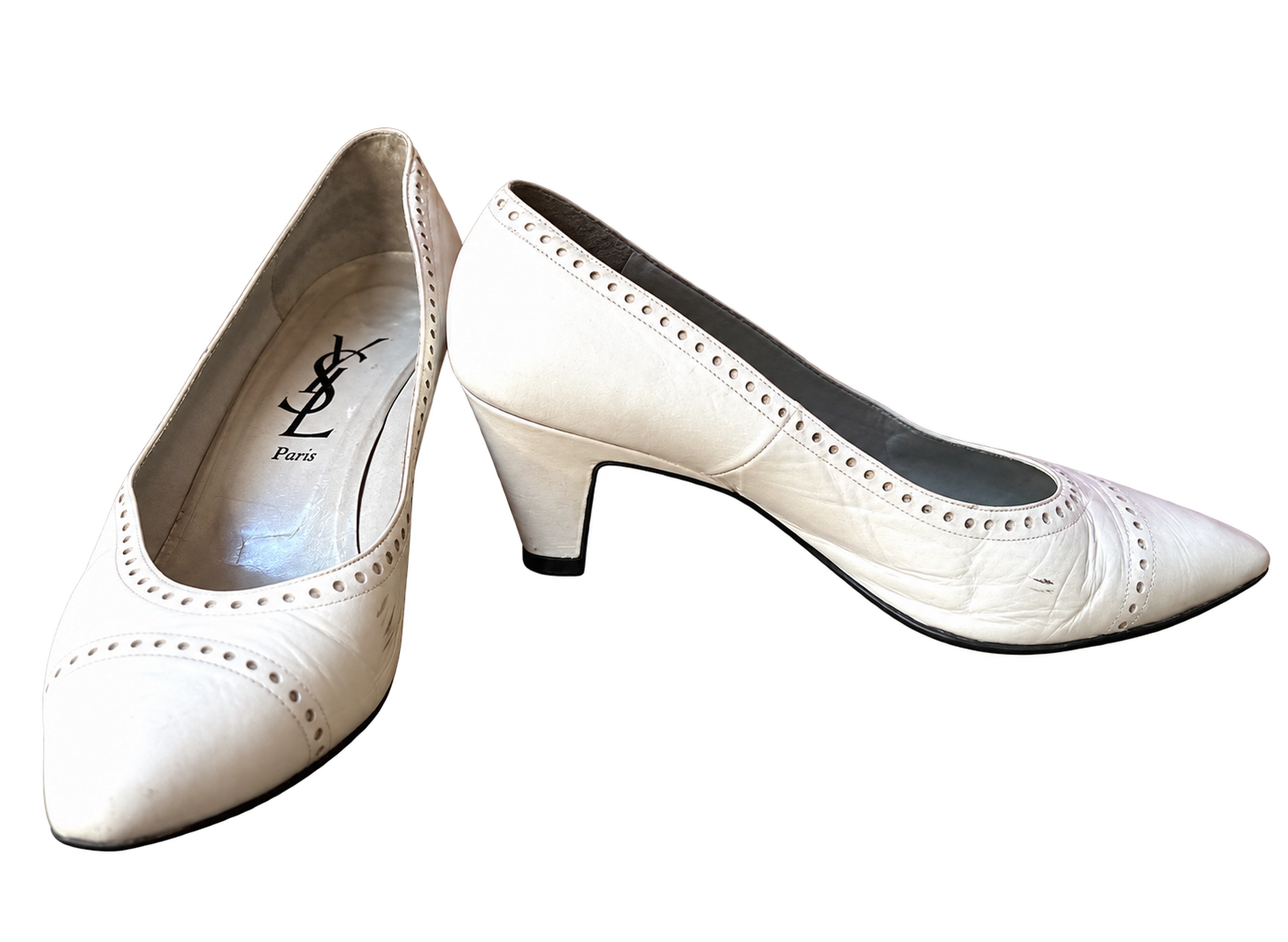 Vintage YSL White Wingtip Pump